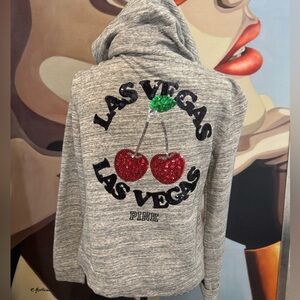 Victorias Secret Pink Las Vegas RARE Bling Cherry Hoodie